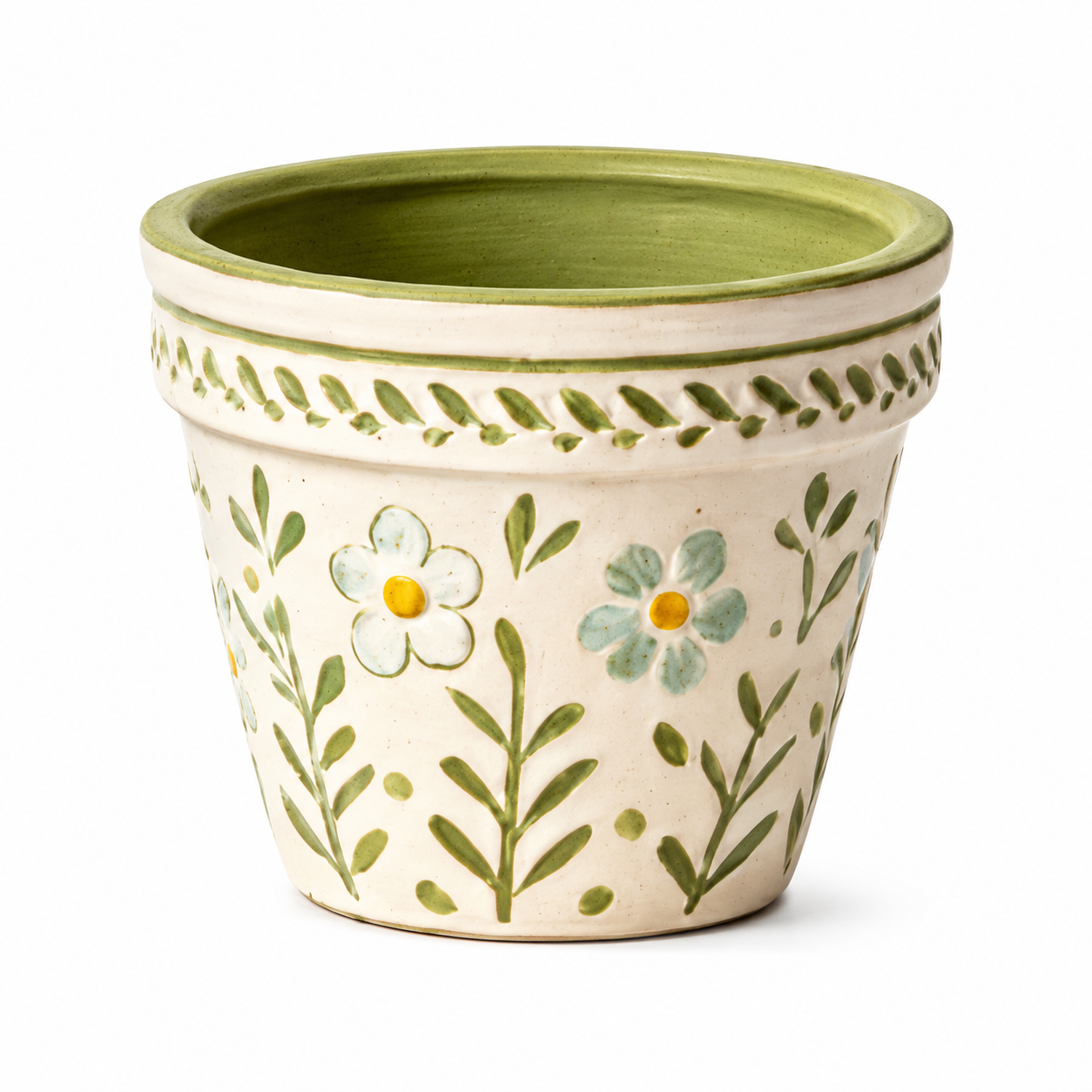 Hand-Painted Floral Meadow Ceramic Planter