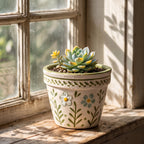Hand-Painted Floral Meadow Ceramic Planter