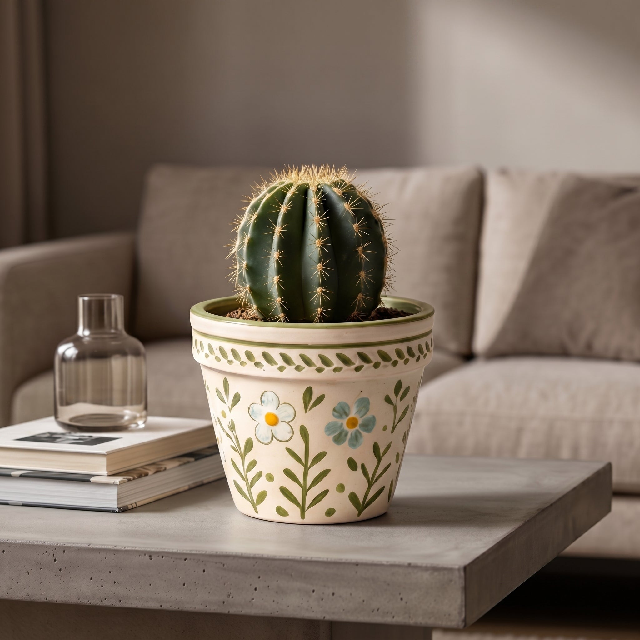 Hand-Painted Floral Meadow Ceramic Planter