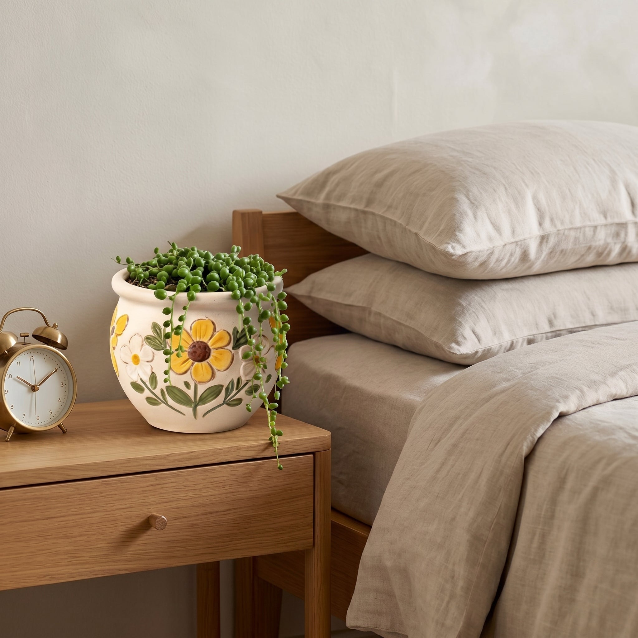 Hand-Painted Embossed Floral Ceramic Planter Bowl