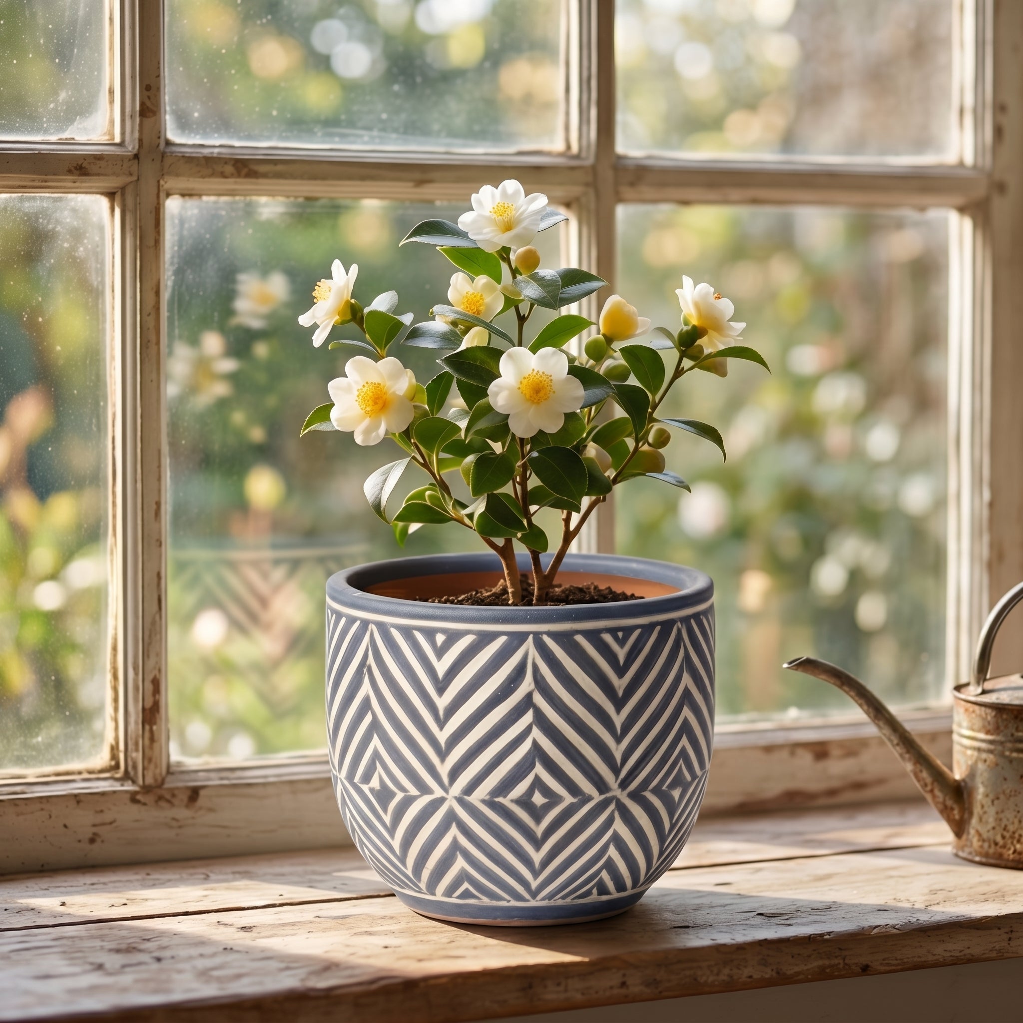 Artisan Carved Geometric Terracotta Planter