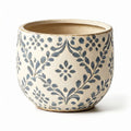 Rustic Blue Floral Vine Ceramic Planter