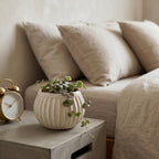 Organic Ribbed Speckled Stoneware Planter