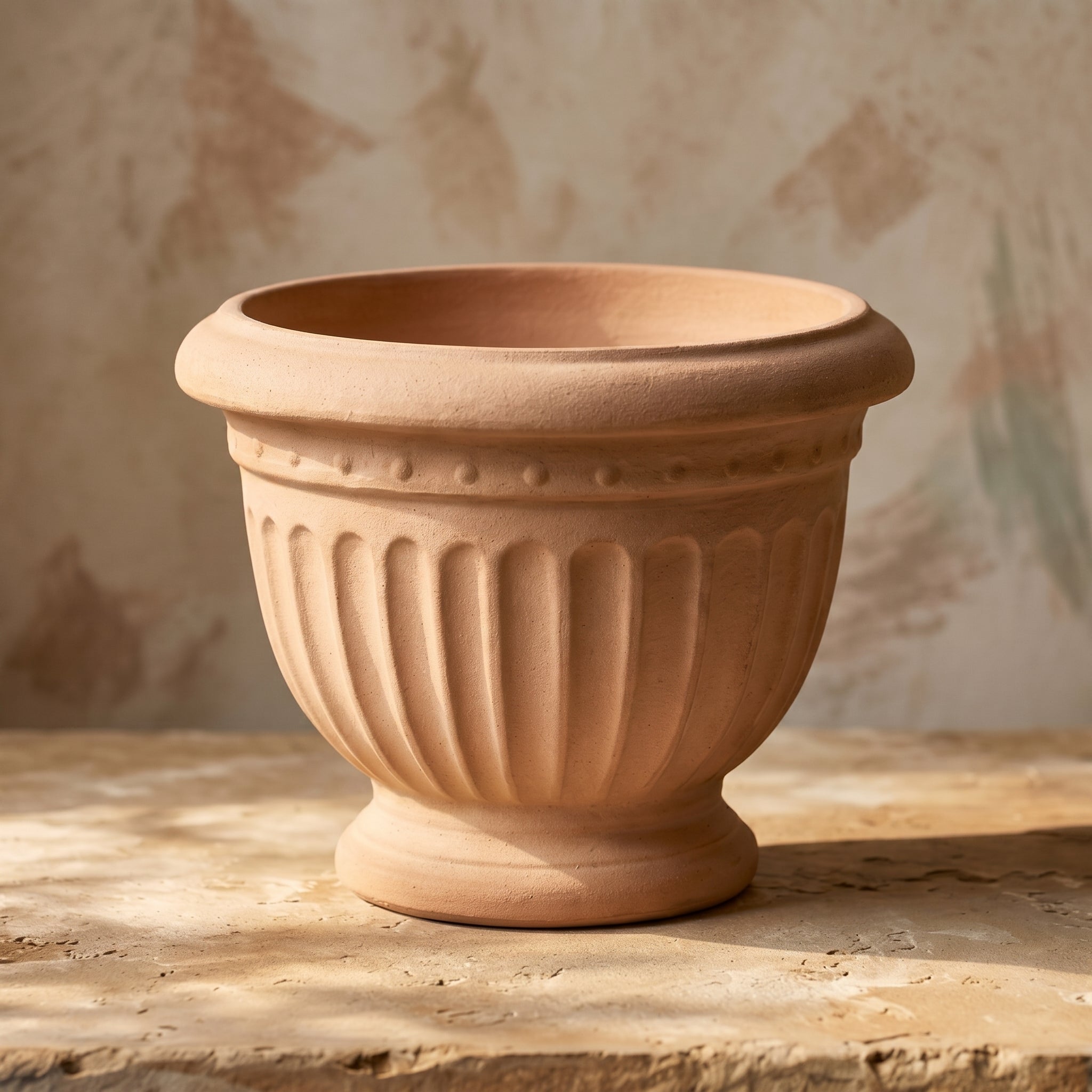 Classic Fluted Terracotta Pedestal Urn Planter
