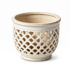 Speckled Cream Pierced Lattice Ceramic Planter