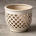 Speckled Cream Pierced Lattice Ceramic Planter